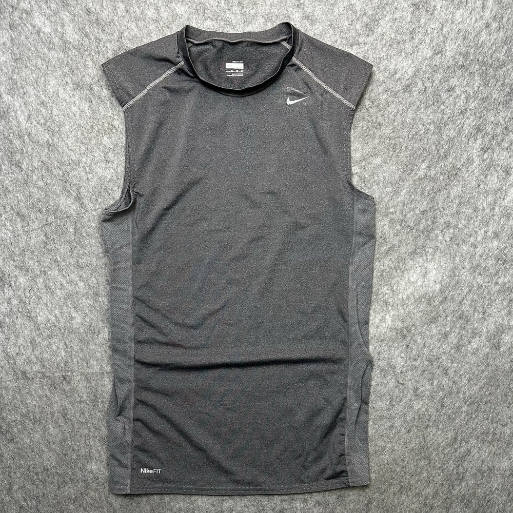Nike Fit Dry Sleeveless‎ Shirt Men's XL Gray Stretch Gym Training Running